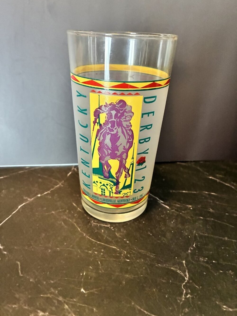 Kentucky Derby 123rd 1997 Frosted Glass Tumbler Churchill Downs Aramark